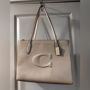 Coach Beige Leather Tote Bag